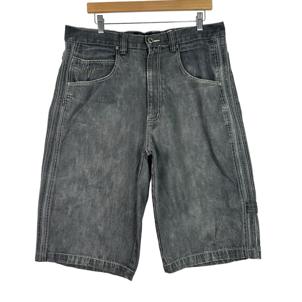 Karl Kani Baggy Denim Shorts Men 34 Gray Y2K Streetwear Carpenter Jorts